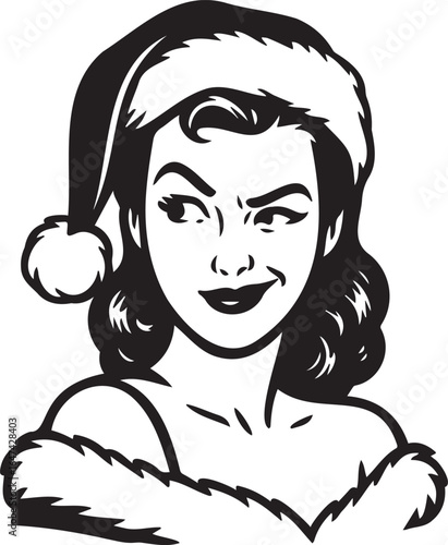 Christmas retro sketch of a woman