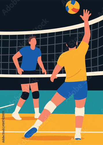 modern volleyball match Illustrator Artwork design template poster