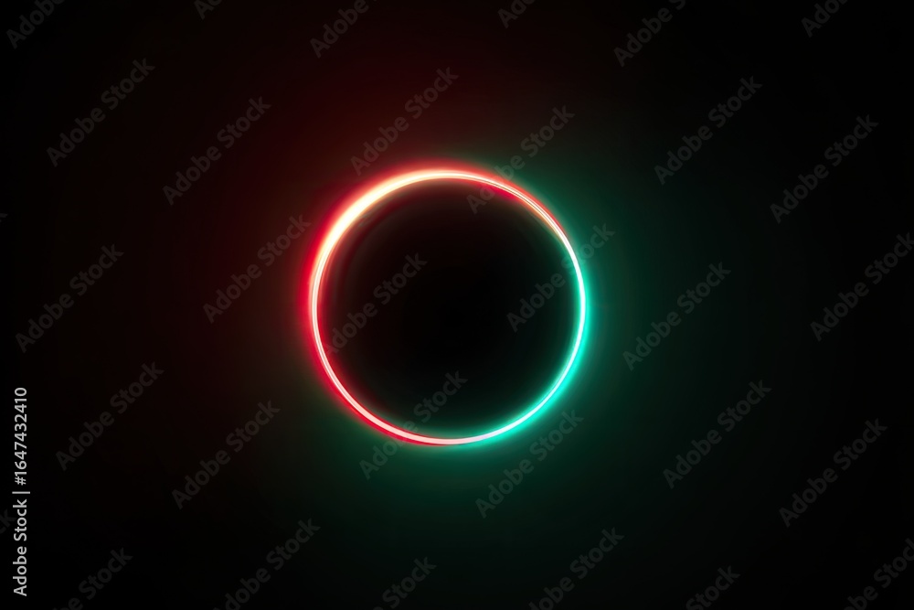 Fototapeta premium Circular neon glow on black background