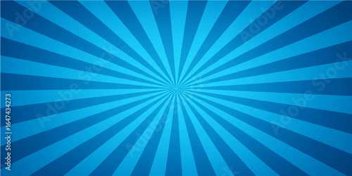 Bright blue starburst rays on a vintage radial pattern background
