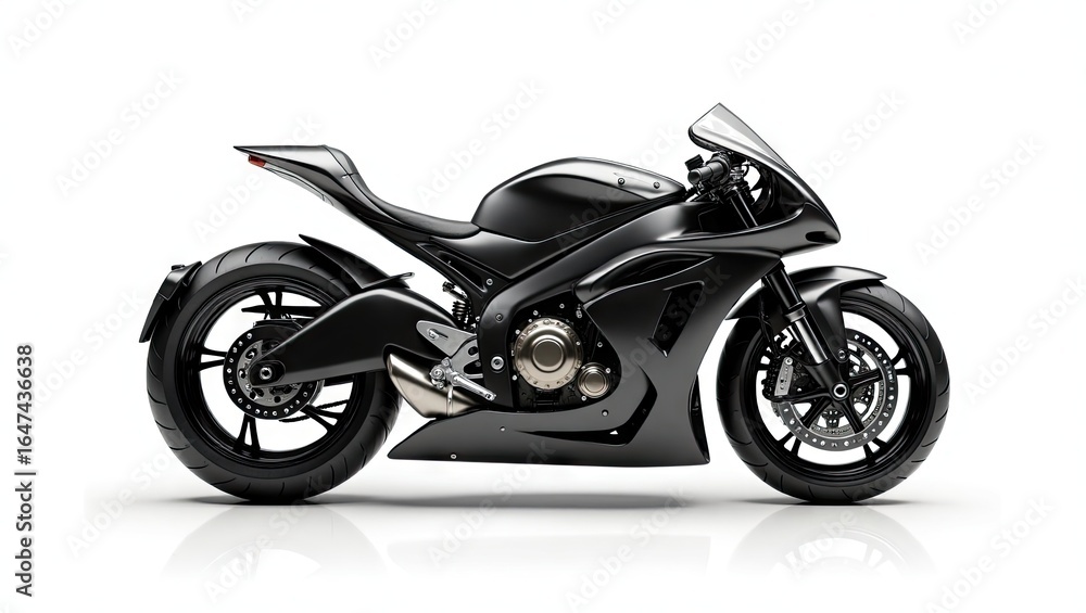 Sleek black motorcycle side view. Sleek black motorcycle side view.