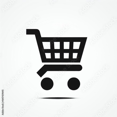 Shopping Cart Icon: A sleek and modern shopping cart icon, rendered in a minimalist style, represents the essence of online shopping and e-commerce.