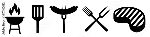 BBQ icon. Barbecue icon set