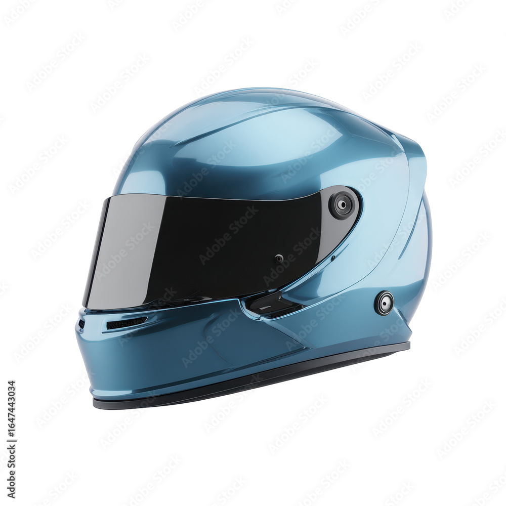 Fototapeta premium Blue Racing Helmet with Protective Visor for Motor Sports and Automotive Enthusiasts on transparent background
