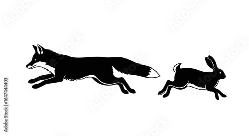 silhouette of a fox chasing a rabbit illustrating pursuit competition and the thriving business world