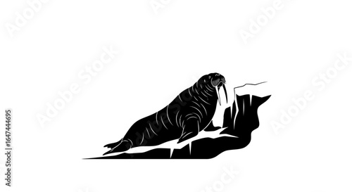 powerful walrus silhouette on ice floe arctic wildlife nature and environmental conservation symbol for logos websites and branding projects