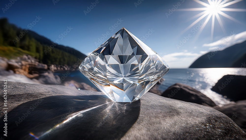 Obraz premium a brilliant clear gemstone displays its intricate facets and stunning light refraction