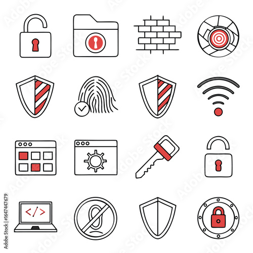 Cybersecurity and Data Protection Icon Set - Adobe Illustrator Artwork