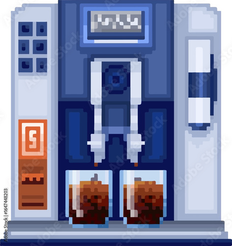 coffee machine with pixel art style series