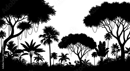 lush tropical jungle silhouette perfect for exotic travel adventure and naturethemed designs presentations and website banners