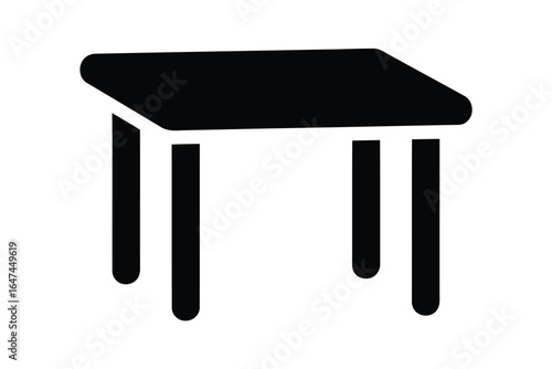 Vector art of a sleek and minimalist black table with four sturdy legs, isolated on white background, perfect for adding a touch of modern elegance to any design