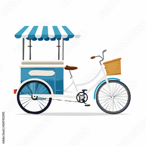 Tricycle Ice Cream Cart A Charming Vintage-Style Wheeled Vendor with Stripes