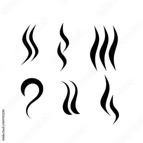 Smoke icon. Chimney logo, steam, smell, aroma. Heat, smoke, the smell of grilling and cooking. The aroma of coffee. The scent of perfume in the air. Smoke wave template.