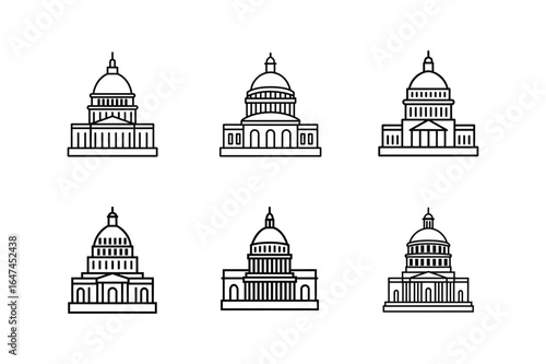 us capitol building line art vector illustration