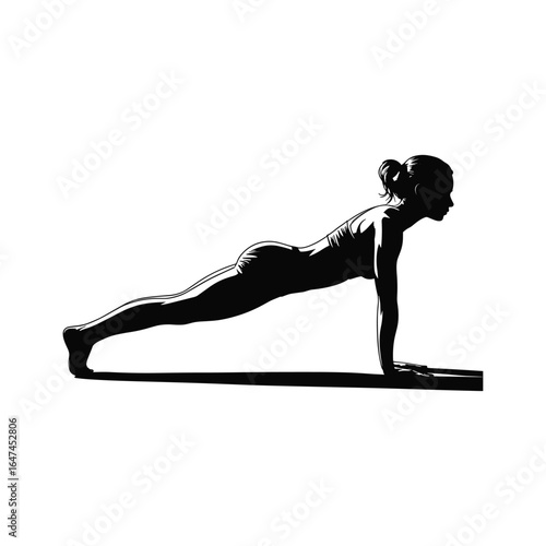 Silhouette of a woman performing a plank exercise