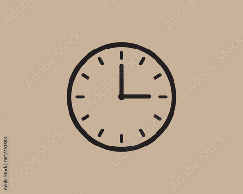 Simple oval clock face with hour and minute hands showing three o clock