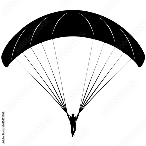 paraglider silhouette on white background