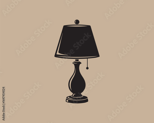 Elegant black table lamp with a classic design on a neutral background