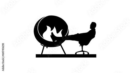 Put in symbol, black isolated silhouette