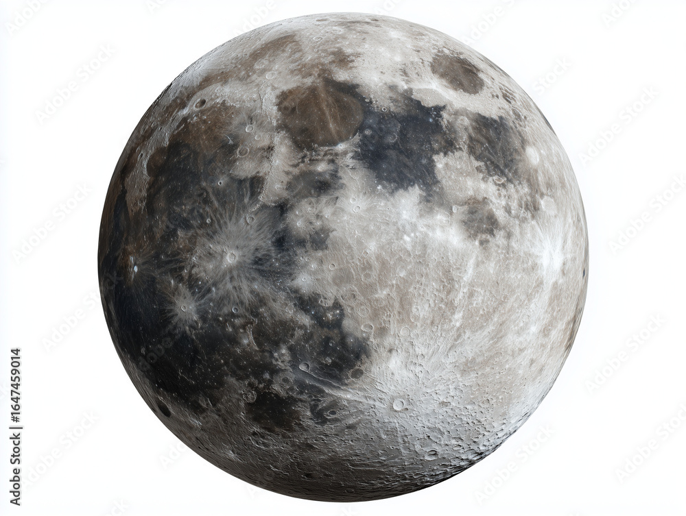 Obraz premium Full Moon Isolated on White Background – Cutout