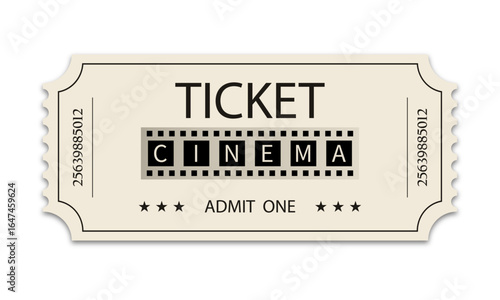 Cinema ticket isolated on white background.	
