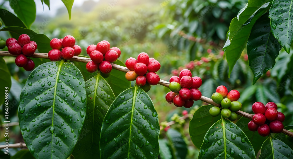 Obraz premium The Beauty of Coffee Cherries in Bloom