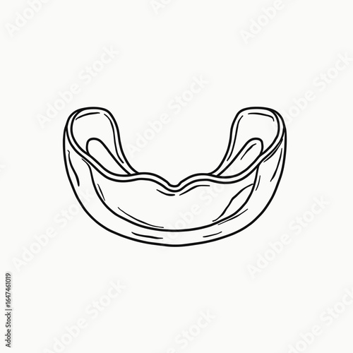Mouthguard illustration in simple line art design  
