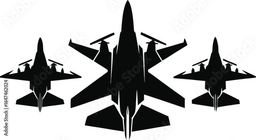 A trio of fighter jets streaks forward in bold formation