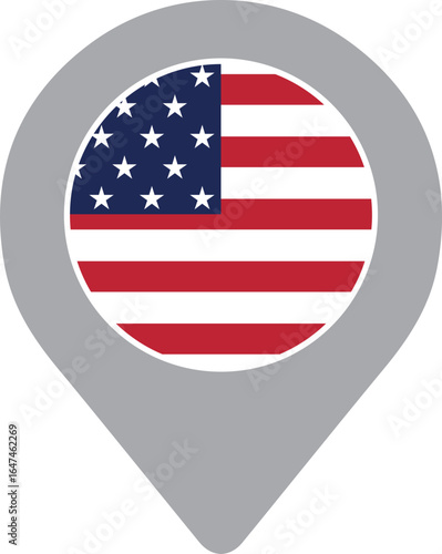 USA Flag in Location Pin Icon