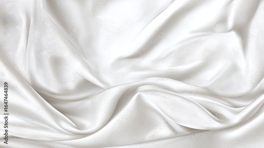 Obraz premium White luxury cloth background with smooth silky texture and elegant folds, soft fabric surface for premium design, minimal aesthetic, copy space for text, ideal for fashion, wedding, branding concepts