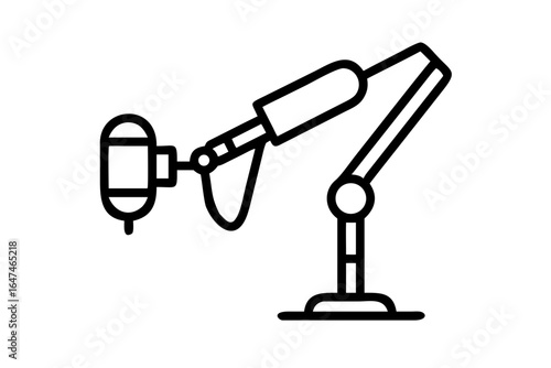 Flat vector silhouette of a large diaphragm condenser microphone studio microphone audio equipment