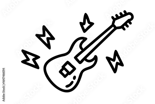 Vibrant cartoon style vector illustration of a bass guitar with a colorful body and white background