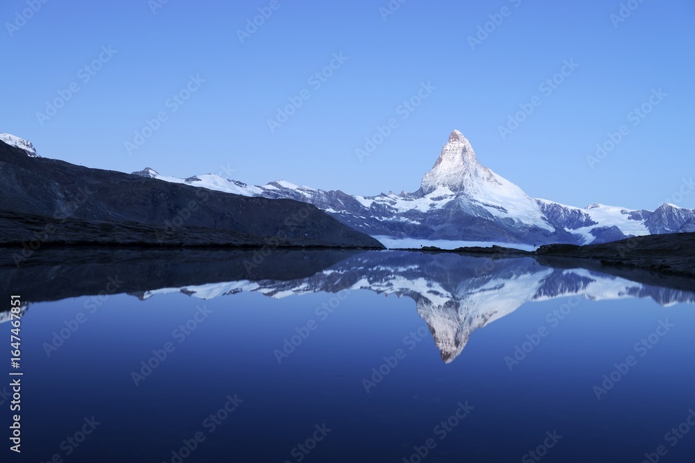 custom made wallpaper toronto digitalMt Matterhorn reflected in Stellisee Lake at dusk, Zermatt, Canton of Valais, Switzerland