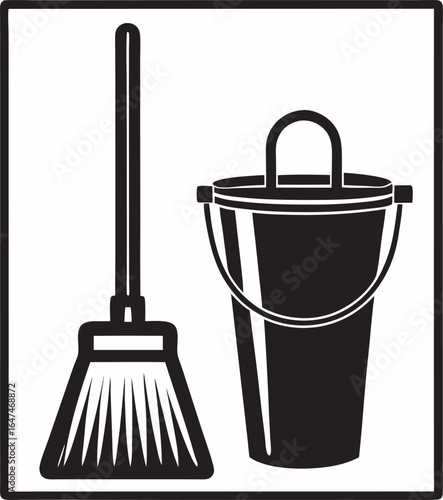 bucket with mop and bucket