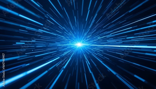 High-Speed Blue Energy: Futuristic Vector Light Rays and Motion Blur Design