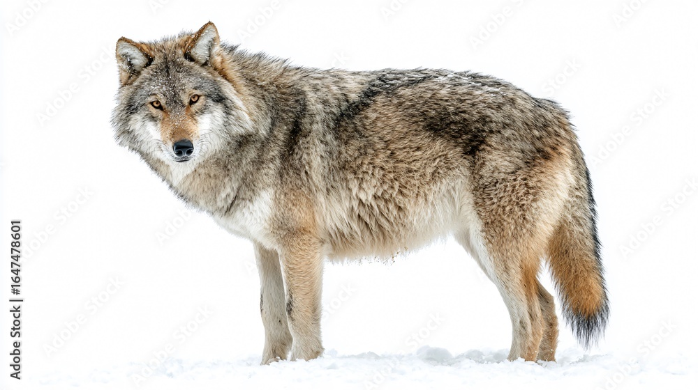 Obraz premium Majestic Wild Wolf Isolated on White Background for Adobe Stock Photos