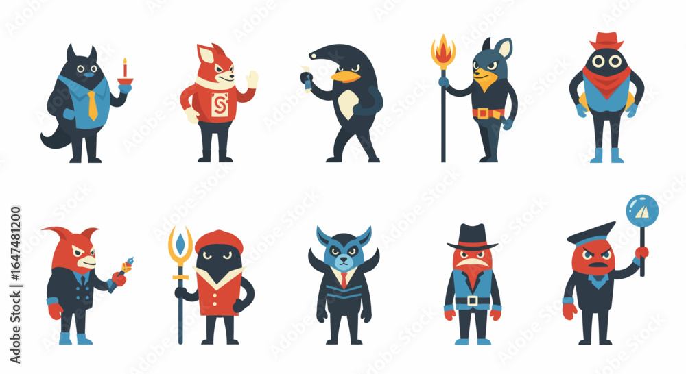 Collection of diverse cartoon characters in various business and professional roles Collection of diverse cartoon characters in various business and professional roles
