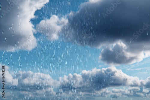 Rain falling on cloudy sky