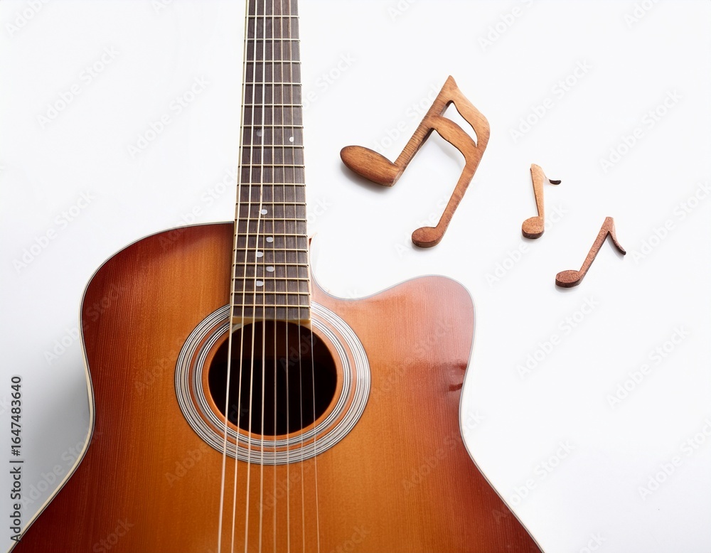 Fototapeta premium guitar and music white background s