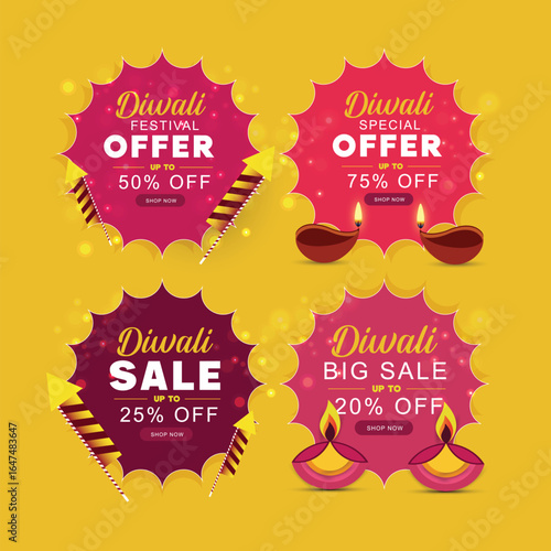 Diwali festival offer discount units with festival elements around