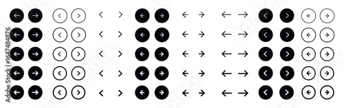 Arrow Buttons Icon Set - Next and Previous Navigation Symbols for Website Slider and App Interface