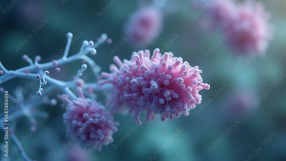 A microscopic image of Brucella bacteria, responsible for brucellosis. The bacteria appear as small, Gram-negative rod-shaped, smooth, slightly curved rods, clustered in groups A microscopic image of Brucella bacteria, responsible for brucellosis. The bacteria appear as small, Gram-negative rod-shaped, smooth, slightly curved rods, clustered in groups