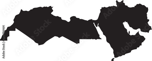 Vector Map Silhouette of Arabic Countries (Middle East and North Africa)
