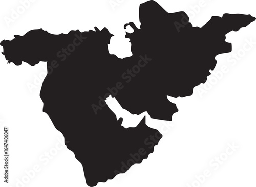 Vector Map Silhouette of Middle East Countries (Solid Fill)