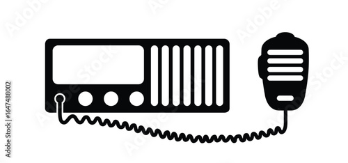 Cartoon car, truck radio or walkie talkie station. Trucker's walkie-talkie. Radio transistor. CB Radios For Truckers. for talking driver transportation discussion channel broadcasting technology. 