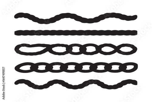 Seamless rope brush Strokes set for illustrator