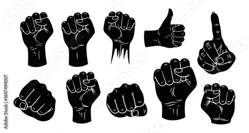 Raised Fist Icons – Protest and Resistance Hand Symbols
