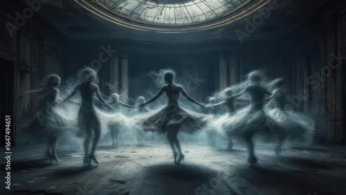 Ghostly ballet in an abandoned hall