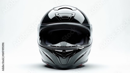 Glossy black motorcycle helmet