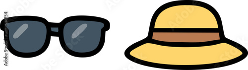 Sunglasses and Sun Hat for Summer Protection.